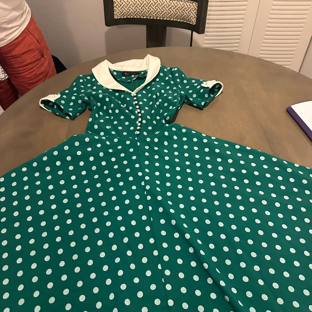 Green Polka Dot Midi Dress